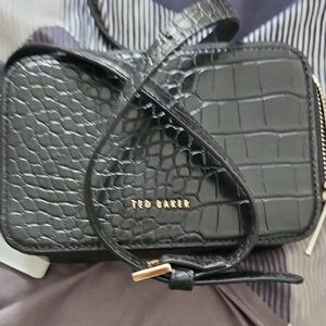 Ted Baker Black Croc-Effect Mini Bag